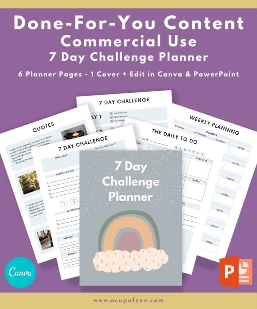 Free 7-Day Challenge Planner by A Cup of Zen