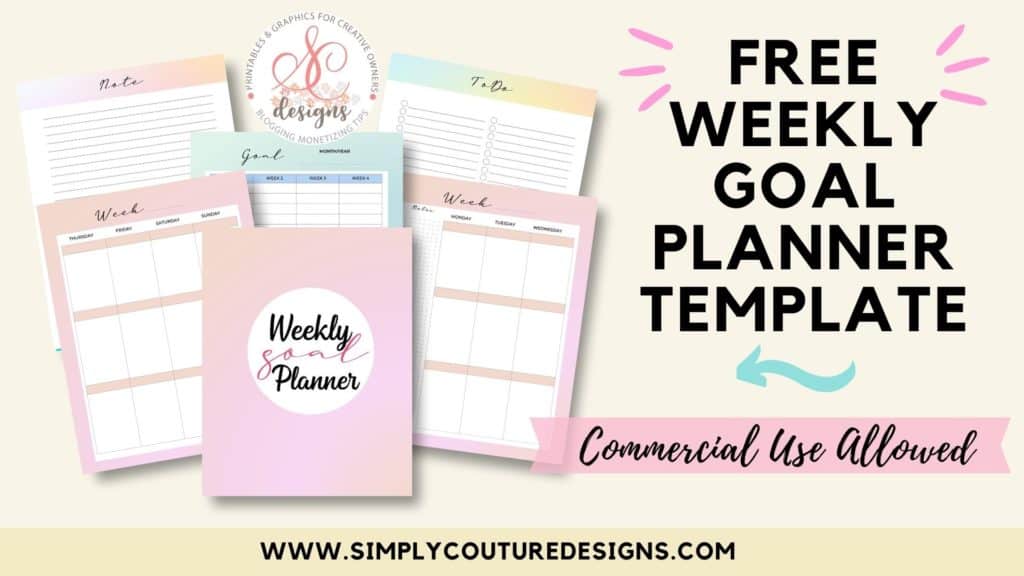 Free Weekly Goal Planner by Simply Couture Designs