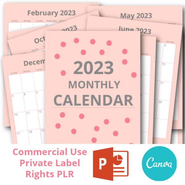 2023 Pretty Free Monthly Calender by EverTemplate (that's us!)