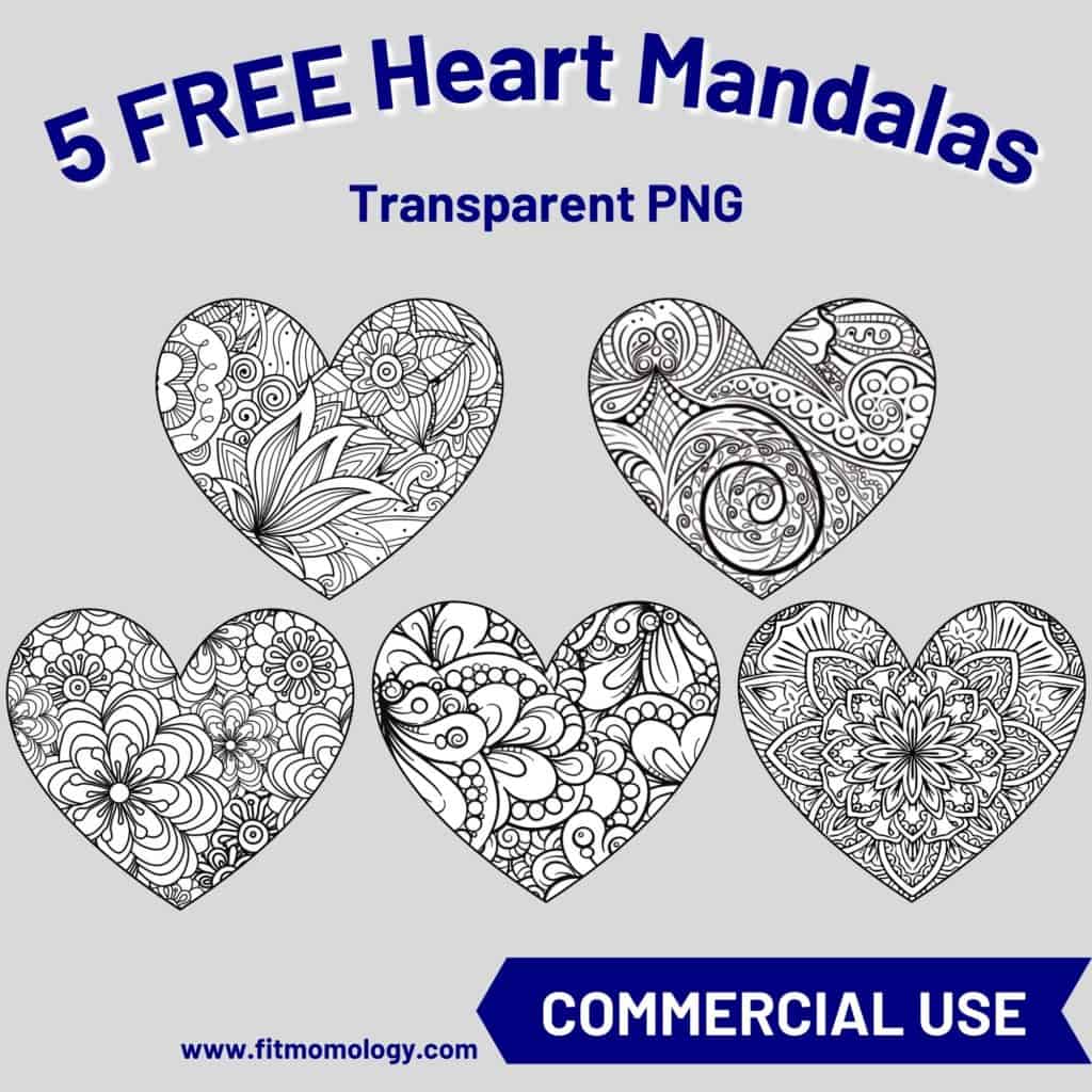 5 Free Heart Mandalas by FitMomology