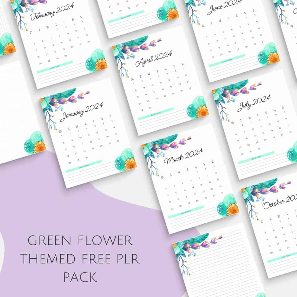 Green Flower Free Calendar by Happy Journals