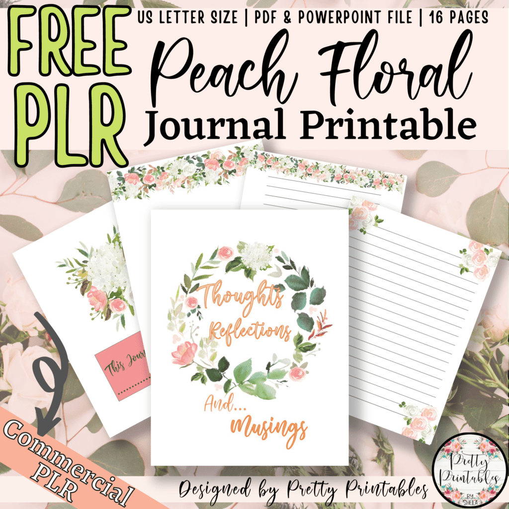 Peach Floral Free Journal by Pretty Prinatables