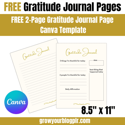 Gratitude Free Journal by Grow Your Blog PLR